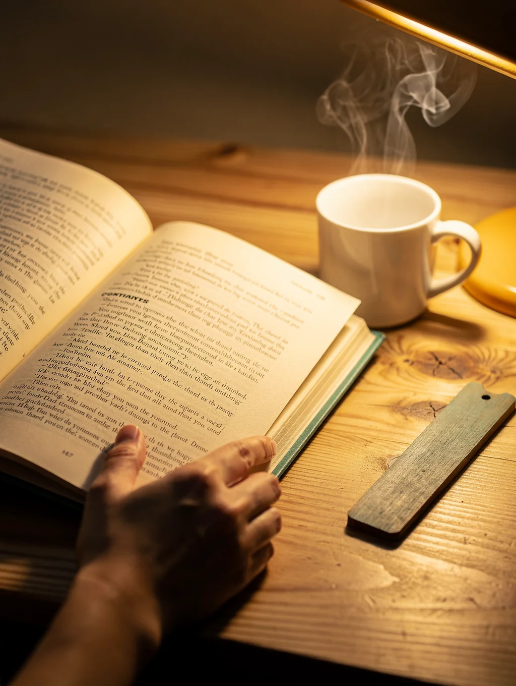 Atmospheric reading scene for featured book review
